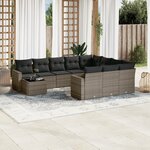 vidaXL Salon de jardin 11 Pièces avec coussins gris résine tressée
