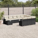vidaXL Salon de jardin 11 Pièces avec coussins noir résine tressée