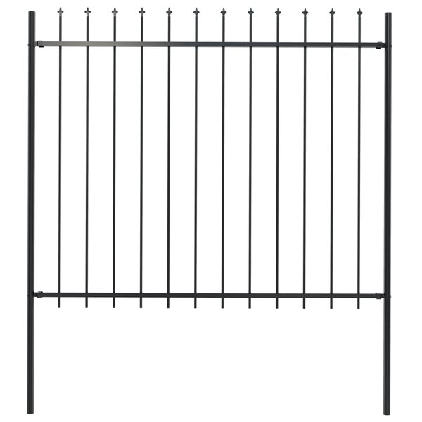 vidaXL Clôture de jardin avec dessus en lance Acier 1 7 x 1 5 m Noir