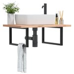 vidaXL Supports d'étagères pour lavabo 2 Pièces noir rectangulaire acier