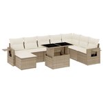 vidaXL Salon de jardin avec coussins 9 Pièces beige résine tressée