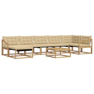 vidaXL Ensemble de canapés d'extérieur 8 pc Blanc et Beige