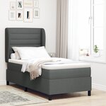 Lit box spring vidaXL avec matelas en gris foncé  90x190 cm  tissu