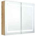 vidaXL Armoire de salle de bain à miroir LED Chêne 80x12x68 cm