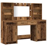 Ensemble de coiffeuse 3 pièces vidaXL en bois vieilli
