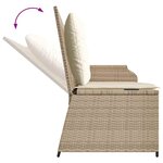 vidaXL Banc inclinable de jardin avec coussins beige résine tressée
