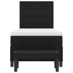 vidaXL Lit à ressorts avec tête de lit Noir 90 x 190 cm tissu