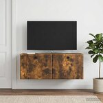 vidaXL Meuble TV mural 78 5 x 31 x 30 cm Chêne fumé Bois d'ingénierie