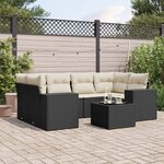 vidaXL Salon de jardin 7 Pièces avec coussins noir résine tressée