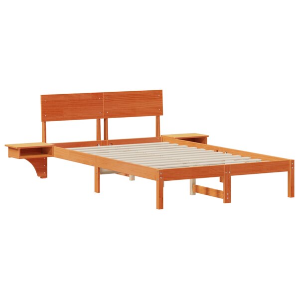vidaXL Cadre de lit avec tables de chevet avec tête de lit Marron cire