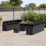 vidaXL Ensemble de canapé de jardin 11 Pièces Noir Poly rotin