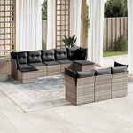 vidaXL Salon de jardin avec coussins 10 Pièces gris clair résine tressée