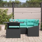 vidaXL Ensemble de canapé de jardin avec coussin 6 Pièces Noir et crème