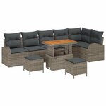 vidaXL Ensemble de canapé de jardin avec coussin 9 Pièces Gris Poly rotin