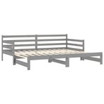 vidaXL Lit coulissant 2x(90x200) cm Gris Bois de pin massif