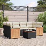 vidaXL Salon de jardin 7 Pièces avec coussins noir résine tressée