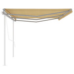 vidaXL Auvent automatique rétractable et poteaux 6x3 5m Jaune et blanc