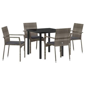 vidaXL Ensemble de salle à manger pour jardin 5 Pièces Gris polyrotin