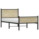 vidaXL Cadre de lit en métal sans matelas chêne sonoma 107x203 cm