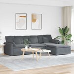 vidaXL Canapé modulaire avec repose-pieds et coussins gris foncé