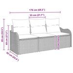 vidaXL Ensemble de canapé de jardin 3 pièces avec coussins gris clair en rotin PE