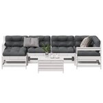 vidaXL Salon de jardin 7 Pièces avec coussins blanc bois de pin massif