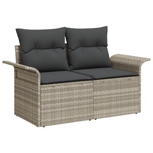 vidaXL Canapé de jardin 2 places avec rangement et coussins gris clair en poly rattan