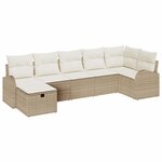 vidaXL Ensemble de canapé de jardin avec coussin 7 Pièces beige et crème