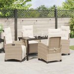 vidaXL Ensemble de salle à manger pour jardin 5 Pièces Beige polyrotin