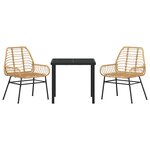 vidaXL Ensemble de salle à manger pour jardin 3 Pièces Marron polyrotin