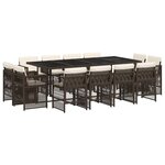 vidaXL Ensemble à manger de jardin avec coussins 13 Pièces marron rotin
