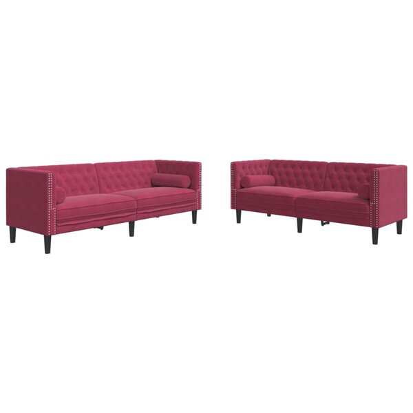 vidaXL Ensemble de canapé Chesterfield et traversins 2 Pièces velours