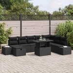 vidaXL Ensemble de canapé de jardin 11 Pièces Noir Poly rotin