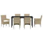 vidaXL Ensemble de salle à manger pour jardin 7 Pièces Beige Poly rotin