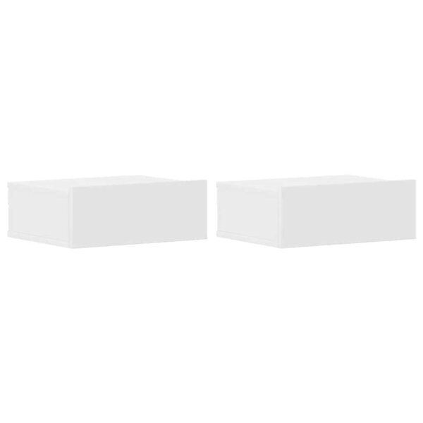 vidaXL Tables de chevet flottantes 2 Pièces Blanc bois d’ingénierie