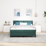 Lit Box Spring vidaXL avec Matelas Vert Foncé 140x200 cm Velours