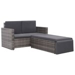 vidaXL Salon de jardin 2 Pièces avec coussins Résine tressée Gris