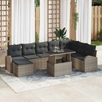 vidaXL Ensemble de canapé de jardin avec coussin 9 Pièces Gris