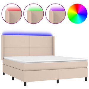 vidaXL Sommier à lattes de lit matelas LED Cappuccino 180x200 cm