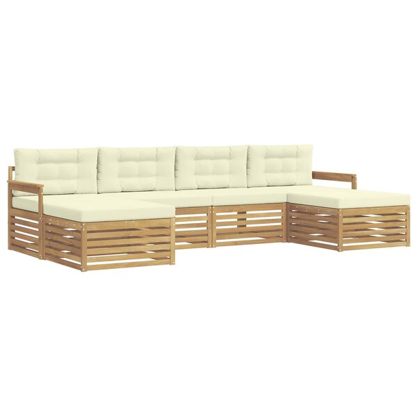 vidaXL Ensemble de canapés d'extérieur 6 pc Blanc et crème