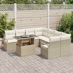 vidaXL Ensemble de canapé de jardin 9 Pièces Beige et crème polyrotin