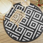 vidaXL Tapis d'extérieur blanc et noir Ø160 cm PP