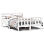 vidaXL Cadre de lit sans matelas blanc 135x190 cm bois de pin massif