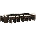 vidaXL Ensemble à manger de jardin et coussins 17 Pièces marron rotin