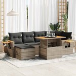 vidaXL Salon de jardin avec coussins 7 Pièces gris résine tressée acacia
