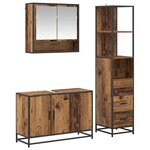 vidaXL Ensemble de mobilier de salle de bain 3 Pièces Bois Ancien