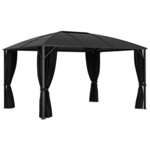 vidaXL Tonnelle avec rideaux 400x300x265 cm Anthracite