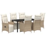 vidaXL Ensemble de salle à manger de jardin de 7 pièces avec coussins beige polyrotin