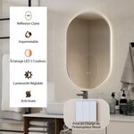 Miroir mural de salle de bain led ovale 80 cm x 50 cm rétro-éclairé à intensité variable 3 couleurs interrupteur tactile intelligent antibuée antidéflagrant 20_0006308