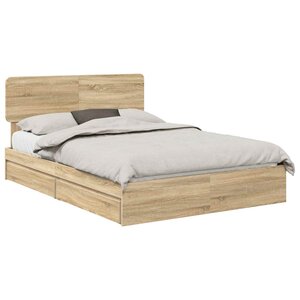 vidaXL Lit de Rangement Chêne Sonoma 140 x 190 cm Bois d'ingénierie